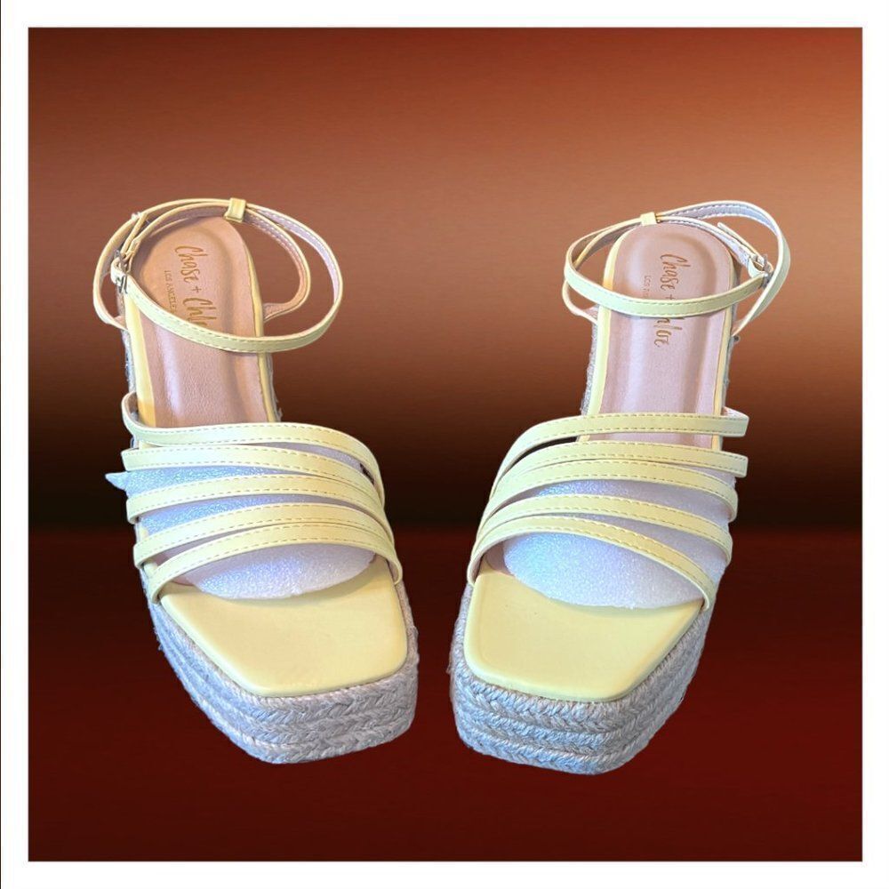 Chase & Chloe Cordelia Platform Wedge Espadrille Heels in Yellow - Sz. 10 - NWB! - Picture 4 of 10